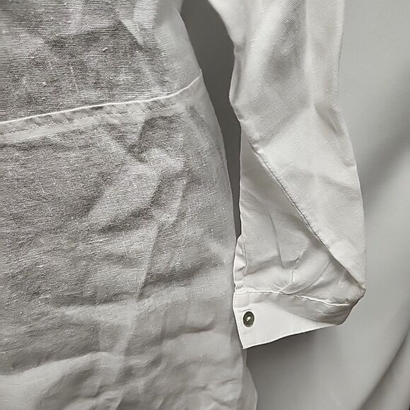 J. Jill Love Linen ButtonUp White Shirt LongSleeve Panel Casual Tunic WomenSz L - Picture 7 of 11